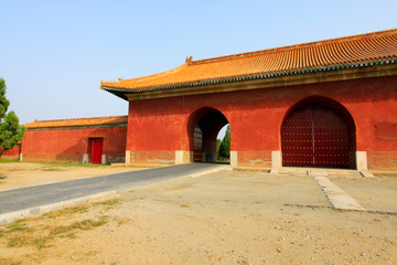 Grand palace gate in the Eastern Tombs of the Qing Dynasty, China...