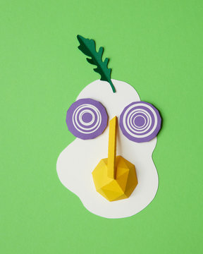 egg, onion and herbs made a paper craft