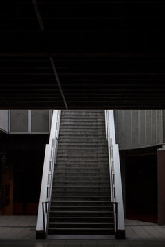 Stairs in urban basement courtyard