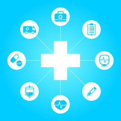 Health care icon illustration vector. Simple and flat design, minimalist style.