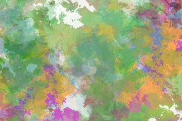 Abstract hand painted splash and sponged artwork on crumpled paper texture in bright colors, for background