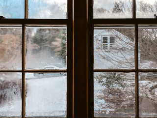Snowy day from a window