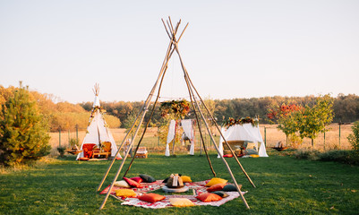 Decorated tent for an outdoor party