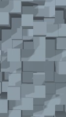Abstract gray elegant cube geometric background. Chaotically advanced rectangular bars. 3D Rendering, 3D illustration