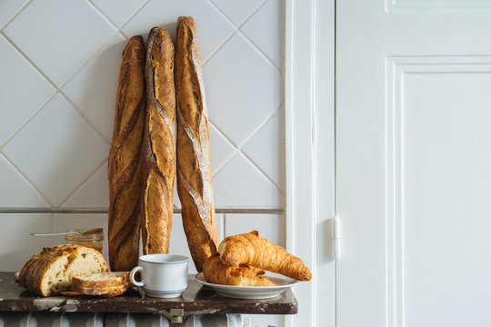 Traditional french bread and baget