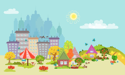 cozy autumn city landscape for your design
