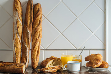 Traditional french bread and baget