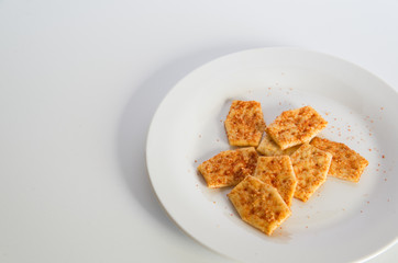Flavoured biscuits on a plate