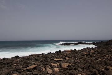 natural landscape of sea rocks and sand