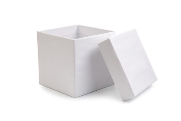 Empty open box isolated on white background.