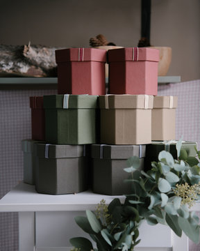 Composed giftboxes in stack