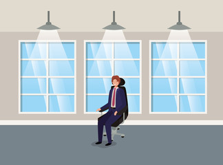 Obraz premium corridor building with businessman sitting
