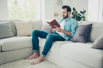 Full legs body size portrait of confident nice attractive brunet