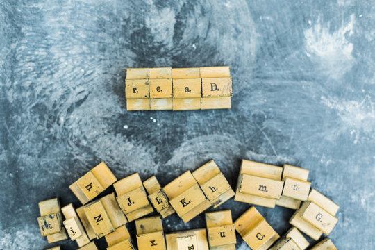 READ written with stamps - horizontal