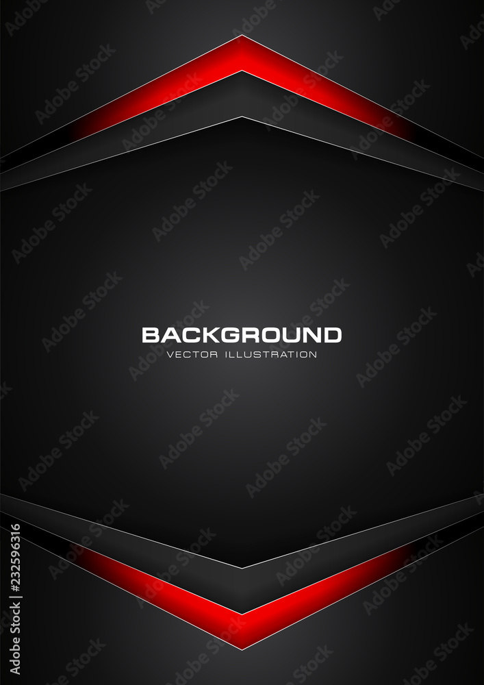 Wall mural Abstract red and black color gradient contrast tech arrows background. Vector illustration corporate design