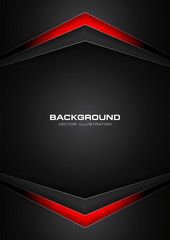 Abstract red and black color gradient contrast tech arrows background. Vector illustration corporate design