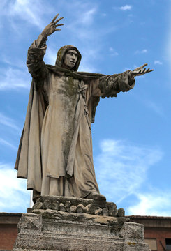 Big Statue Of Savonarola A Dominican Friar In Ferrara In Italy