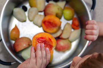 preparation of fruit compote from frozen fruit
