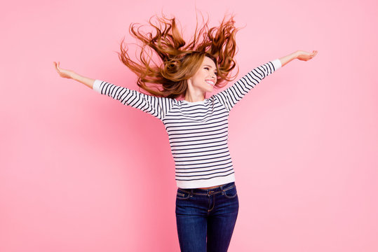 Recreation attractive positive pretty beautiful lady in casual s