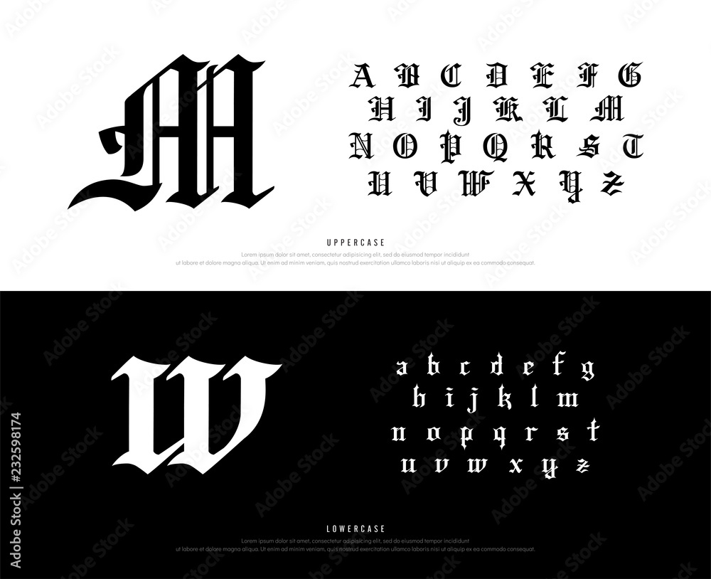 Wall mural elegant blackletter gothic alphabet font. typography classic style font set for logo, poster, invita - Wall murals