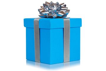 Geschenk Geburtstag Weihnachten Geburtstagsgeschenk Schachtel blau Freisteller