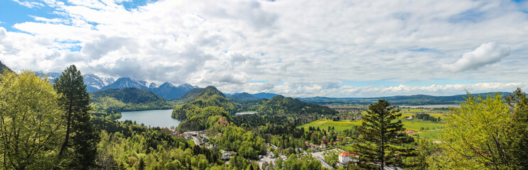 view of the Alpsee lake neighborhood near the Neuschwanstein castle in Bavaria