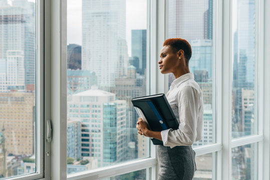 Real estate agent at an open house