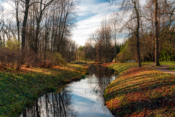 Golden autumn in Catherine Park, Pushkin, St. Petersburg, Russia