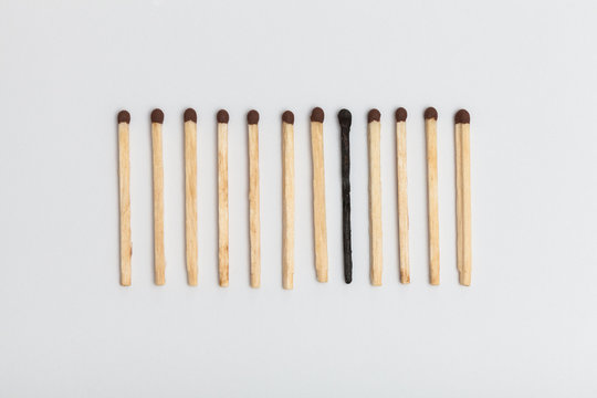 Matches forming sequence on slightly gray background