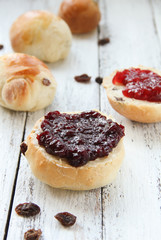 Konfitüre Marmelade Marmeladen Brötchen Frühstück