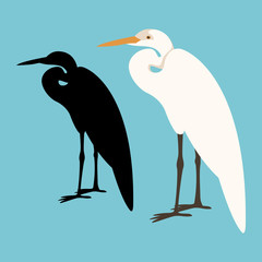 heron is standing vector illustration flat style