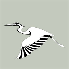 the heron is flying vector illustration  profile 