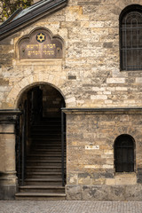 Entrance of the Klausen Synagogue in Prague in autumn