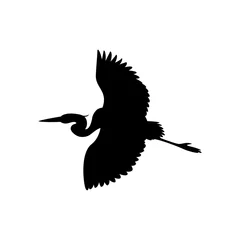 Foto op Plexiglas the heron is flying vector illustration  black silhouette  © wectorcolor