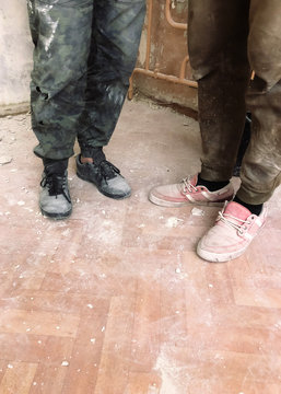 Construction workers in workwear