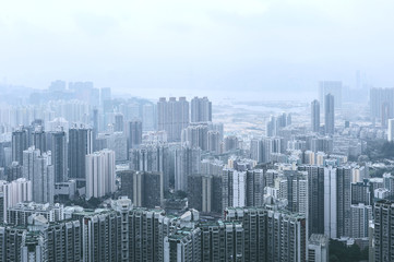 Fototapeta premium Widok na Kowloon ze wzgórza Lion Rock