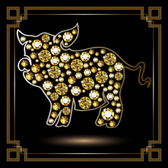 Graphic illustration with decorative pig 6