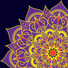 Bright vintage circular ornament in oriental style. Vector illustration.