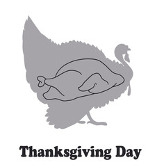 Comic Thanksgiving day card with a picture of a turkey and a finished turkey, vector, white background