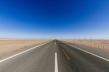 Desert roads, no man's land roads, under the sun