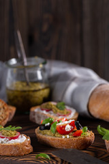 Fresh and crispy Italian snack like bruschetta or crostini.