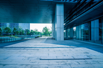 modern buildings and empty pavement in china.