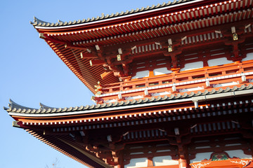 Fototapeta na wymiar Detail of Asakusa Temple at Dusk in Tokyo, Japan