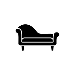 Foto op Plexiglas Black & white vector illustration of chaise lounge sofa. Flat icon of settee. Modern home & office furniture. Isolated object © Milta