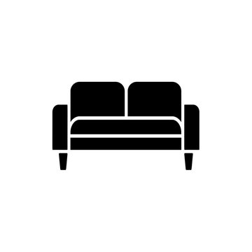 recommend clip art: Black & white vector illustration of loveseat. Double sofa. Flat icon of settee. Modern home & office furniture. Isolated object