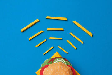 Paper craft burger with french fries