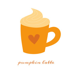 Pumpkin latte hand drawn vector illustration of a series of recipes with pumpkin