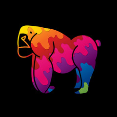 Gorilla, King Kong standing side view graphic vector