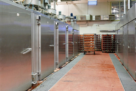 Inside of meat processing factory