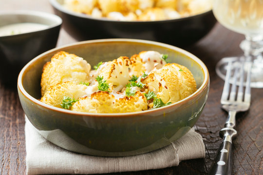 Roasted Cauliflower on Freekeh with Tahini Sauce